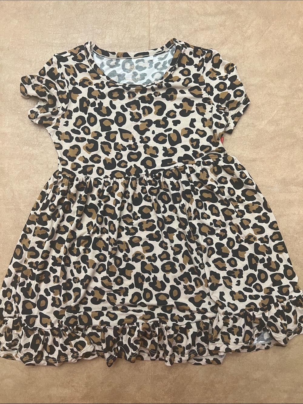 Girls Leopard Print Dress 3T Bamboo Spandex Animal Print